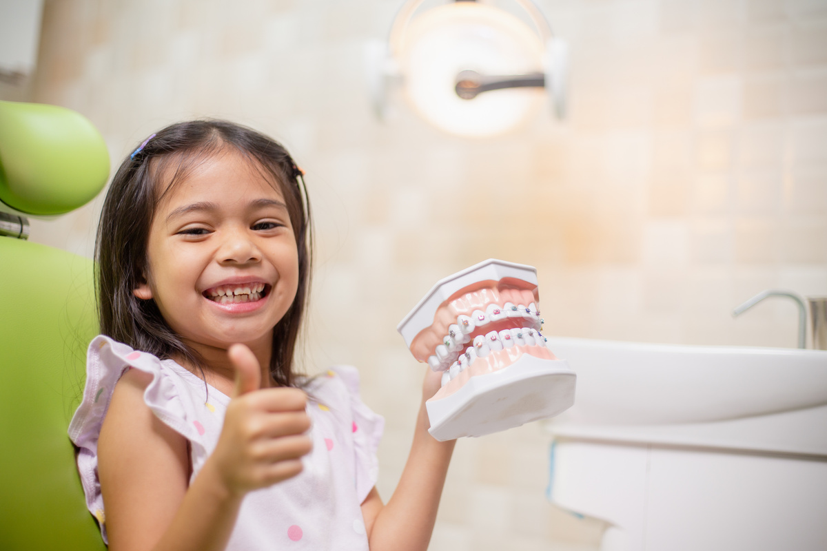 Little Asian girls teeth are healthy in the Dental office. Dental care, Dentist care.